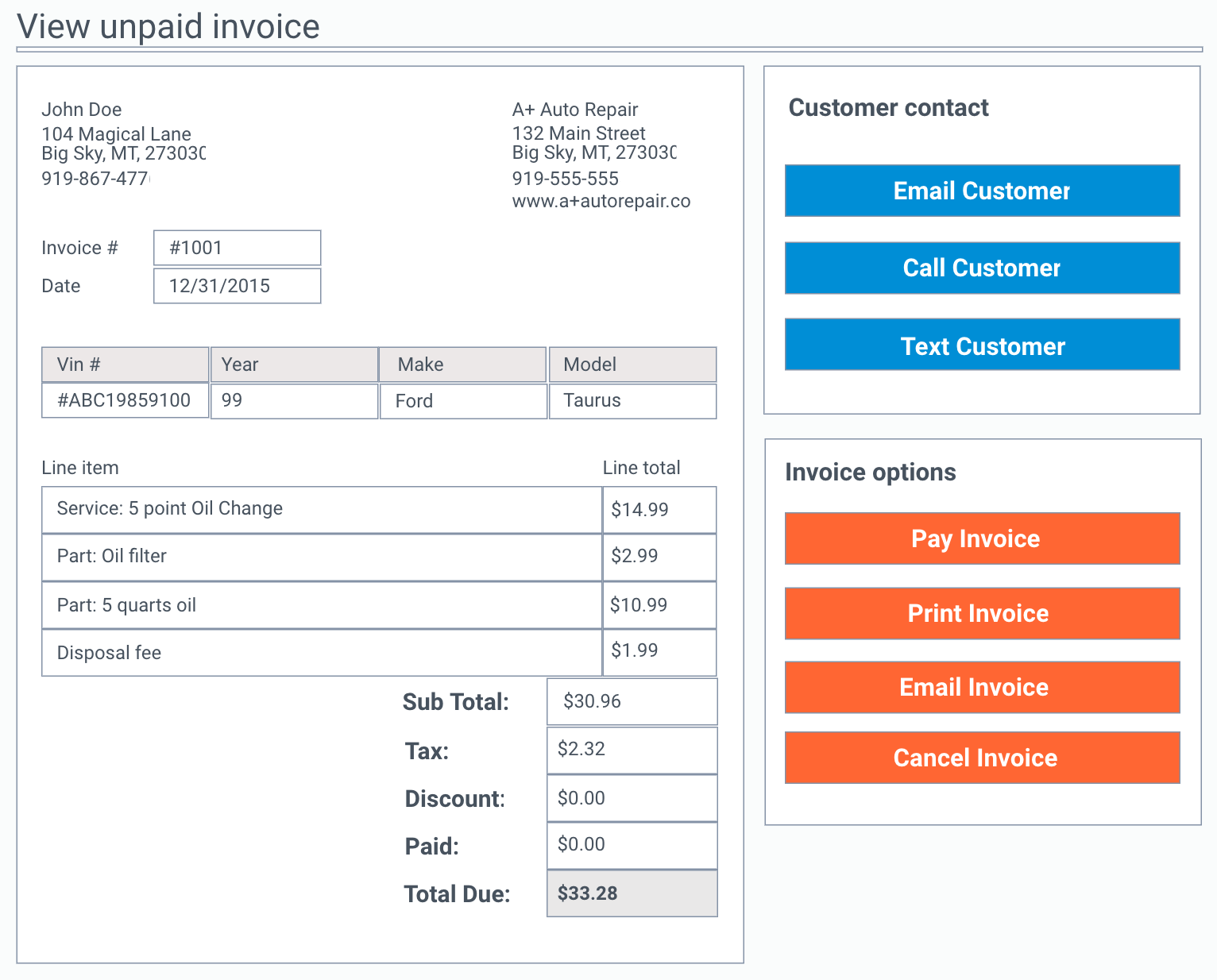 free automotive invoicing software