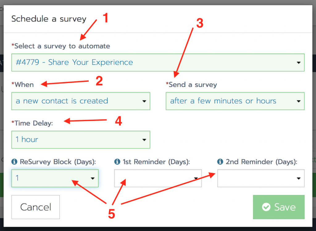 The survey automation modal within the eEndorsements platform.