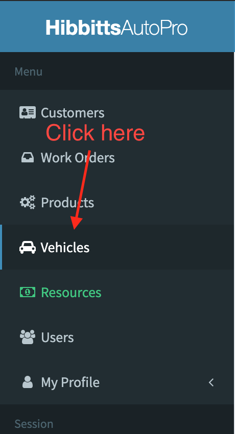 Location of the Vehicle directory menu link.
